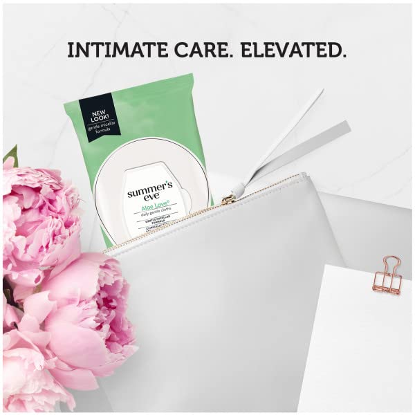 Gynecologist-tested badge visible on Summer's Eve Aloe Love packaging.