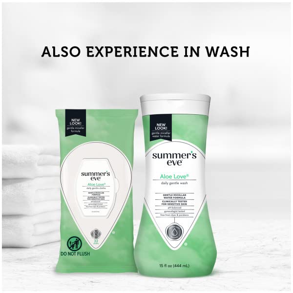 Summer's Eve Aloe Love wipes—Aloe Love scent blends aloe and hyacinth for light freshness.
