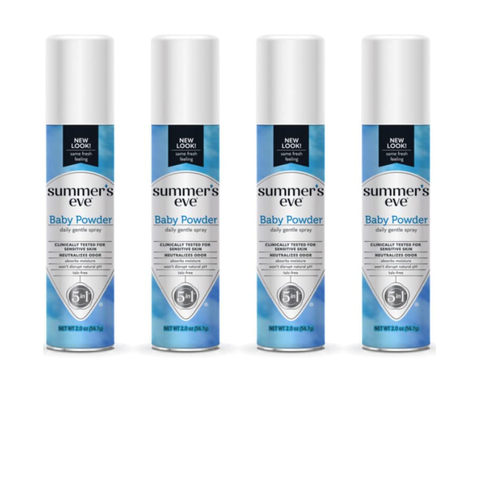 Summer's Eve baby powder spray bottle offers gentle daily freshness with a light, soft fragrance.