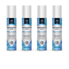 Summer's Eve baby powder spray bottle offers gentle daily freshness with a light, soft fragrance.