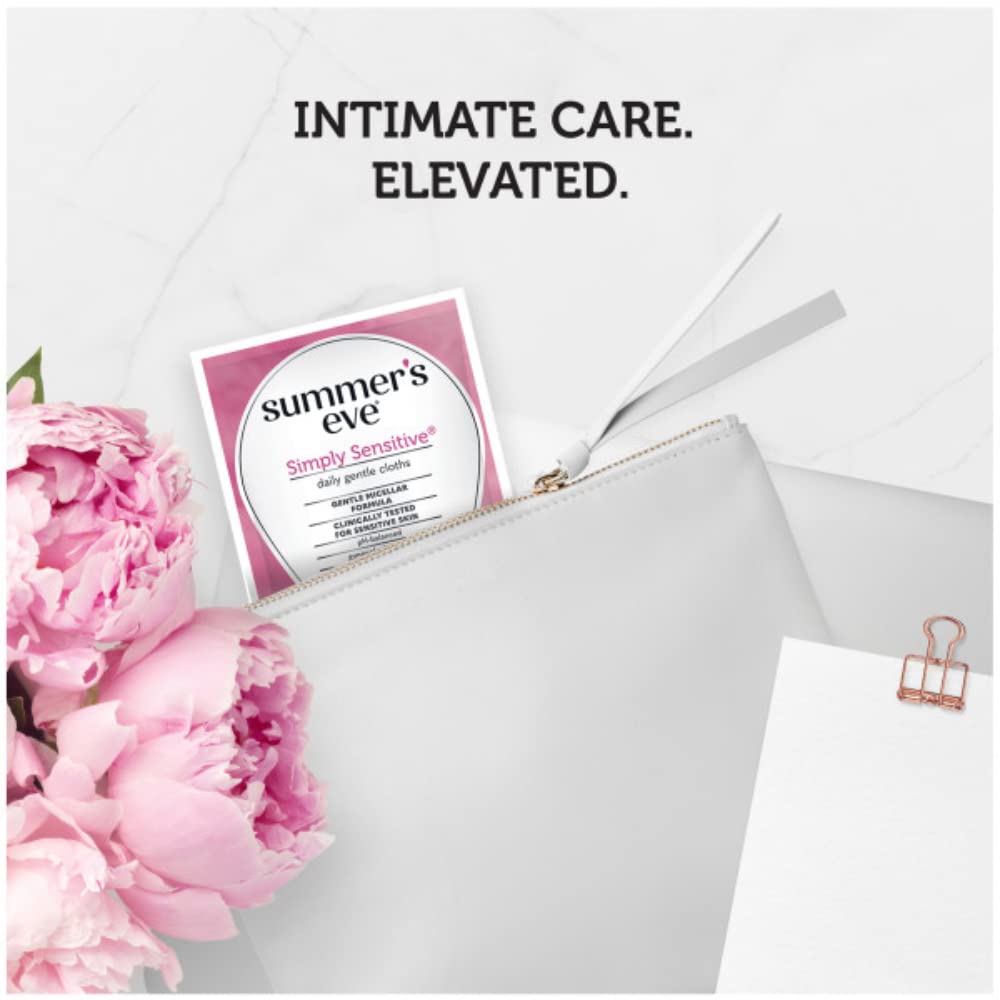 Summer's Eve soft fabric texture demonstrates comfortable cleansing without water.