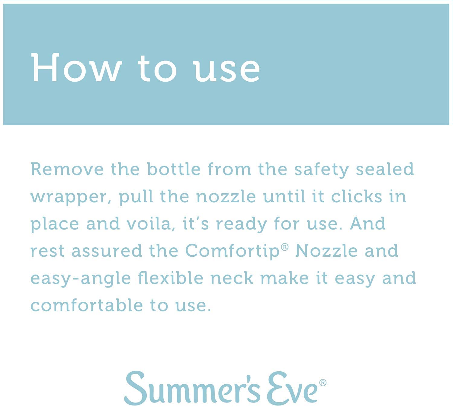 Summer's Eve Douche Comfortip nozzle designed for controlled application.