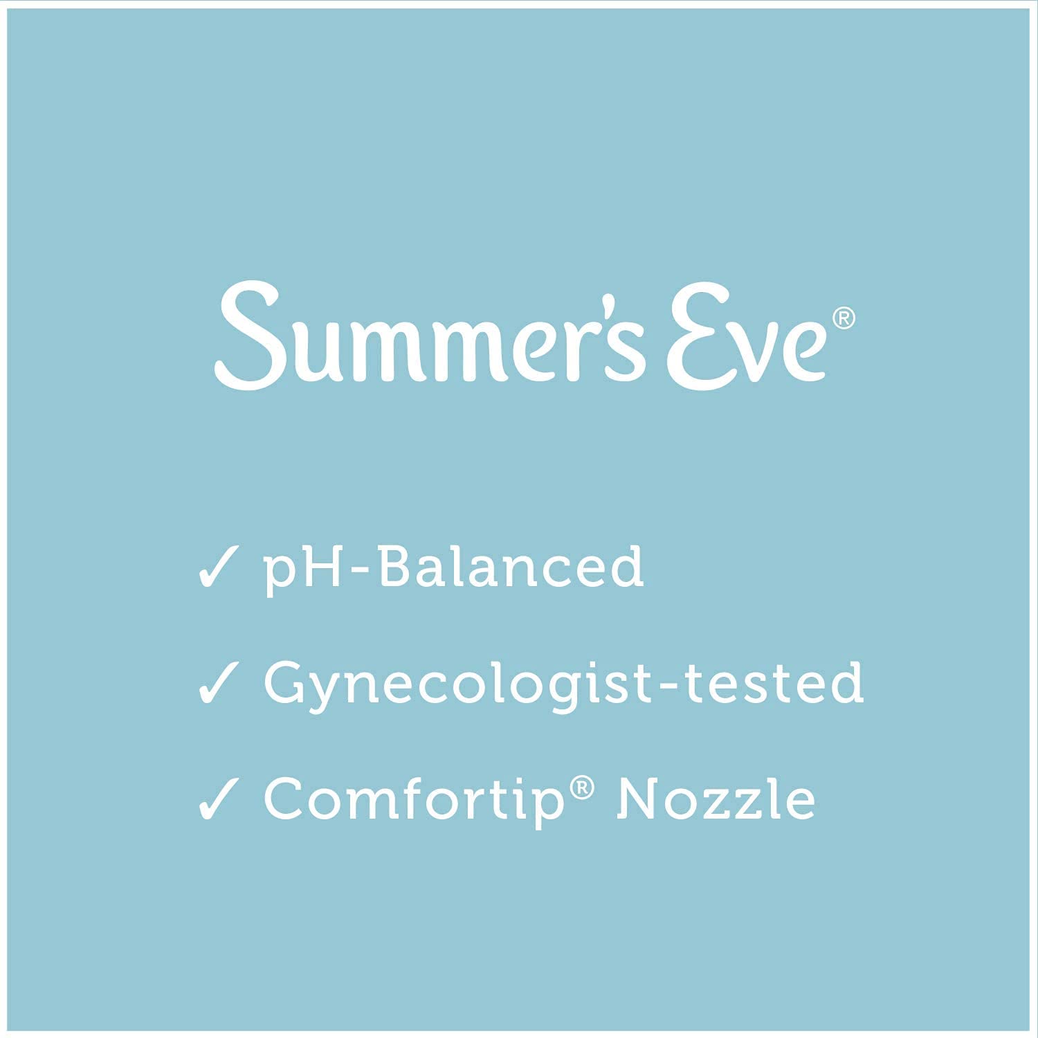 Summer's Eve Douche packaging front showing a gentle, pH-balanced cleanse.