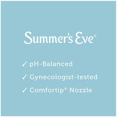 Summer's Eve Douche packaging front showing a gentle, pH-balanced cleanse.