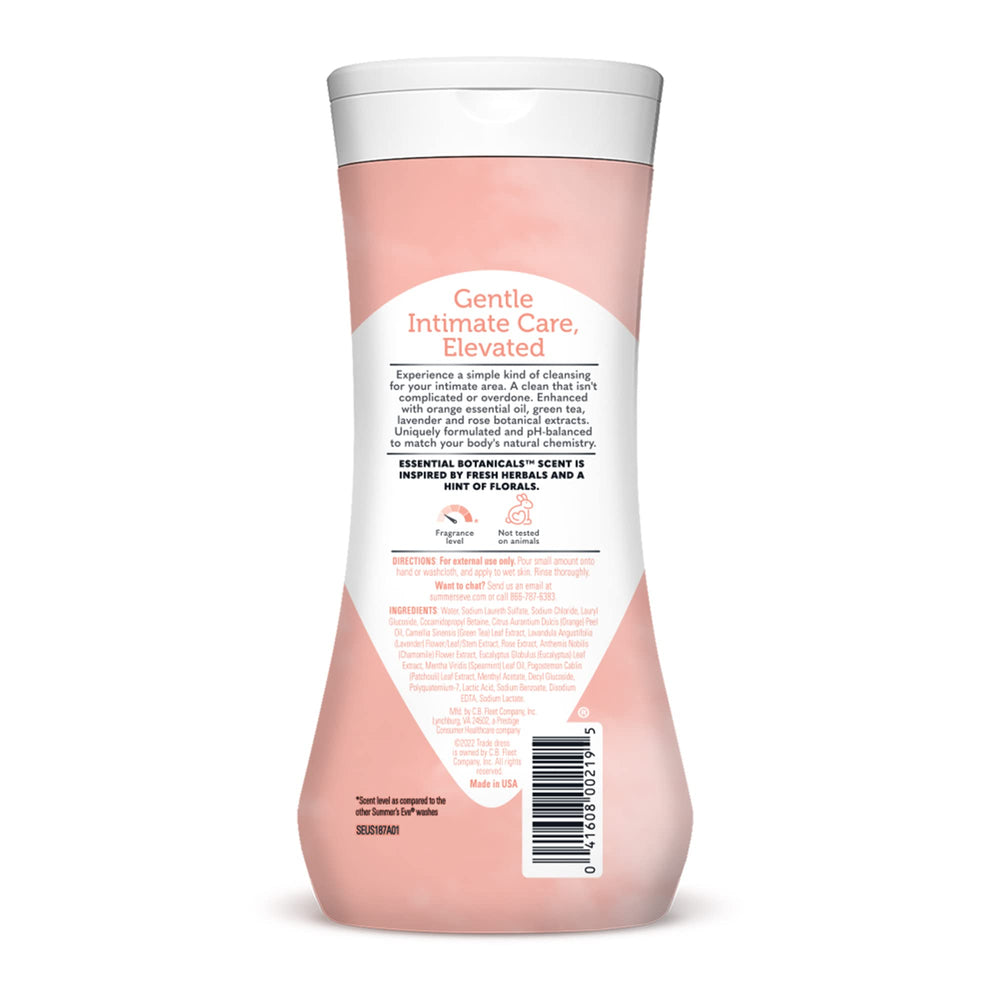 Summer's Eve Essential Botanicals hypoallergenic label signals sensitive-skin friendly use.