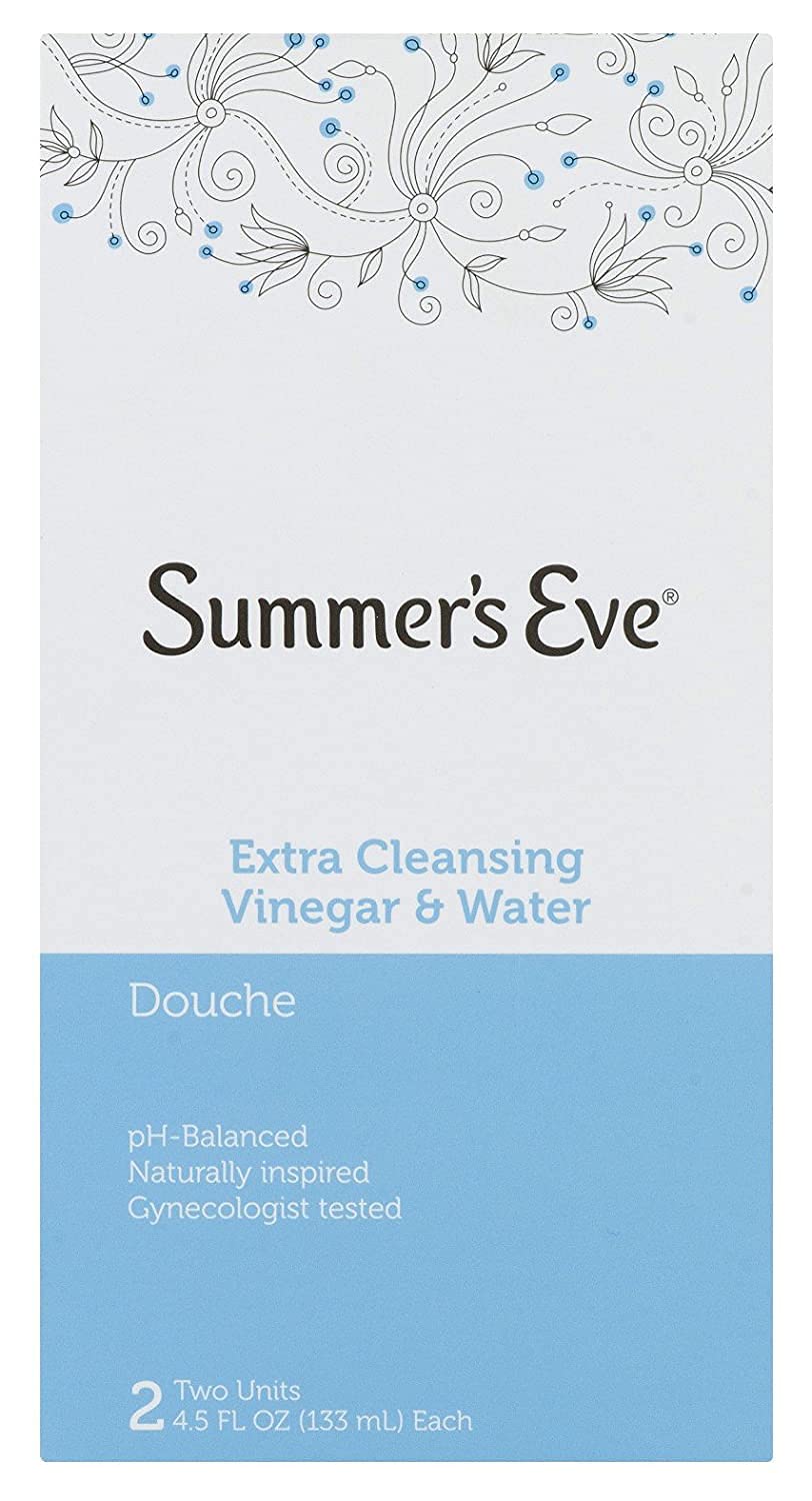 Summer's Eve Extra Cleansing Vinegar & Water Douche bottle pour for easy application.