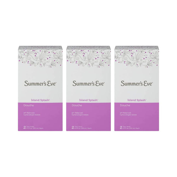 Summer's Eve Island Splash Douche bottle with refreshingly light appeal, showcases product design.
