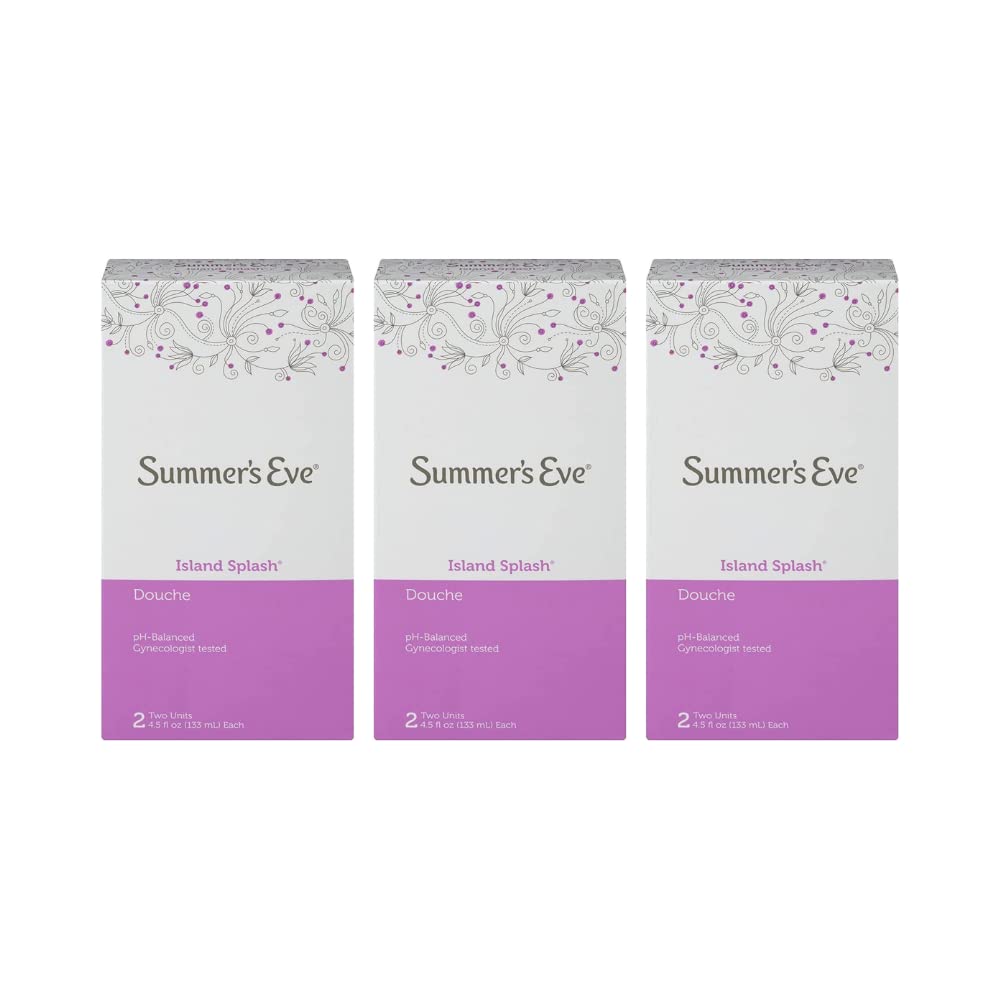 Summer's Eve Island Splash Douche bottle with refreshingly light appeal, showcases product design.