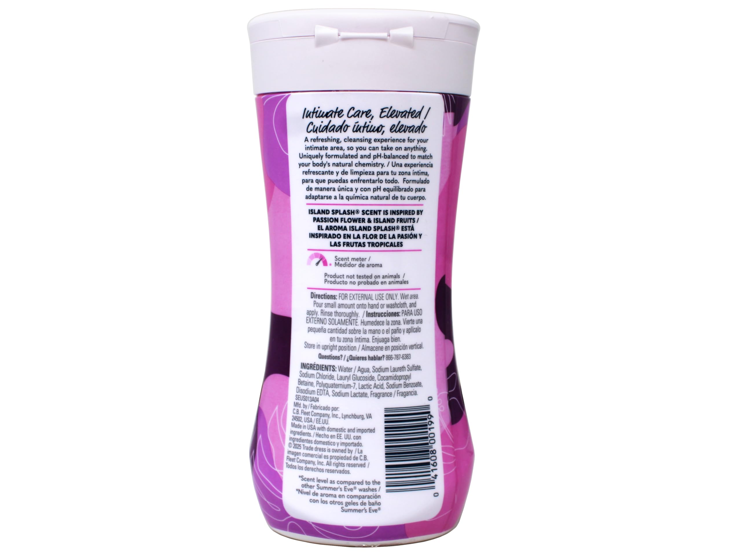 Summer's Eve Island Splash fragrance label highlighting tropical scent.