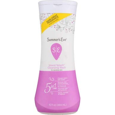 Summer's Eve Island Splash label detail highlighting pH-balanced external cleansing