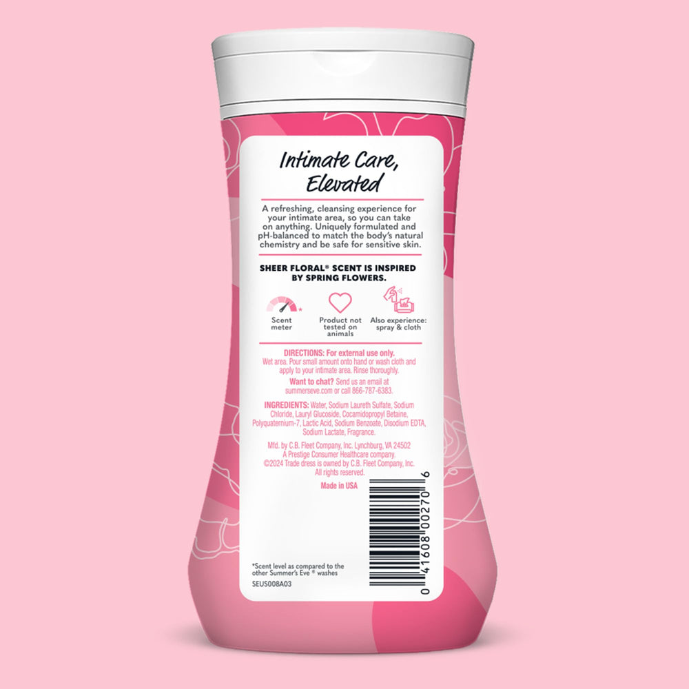 Summer's Eve Sheer Floral pump-top bottle in a bathroom setting