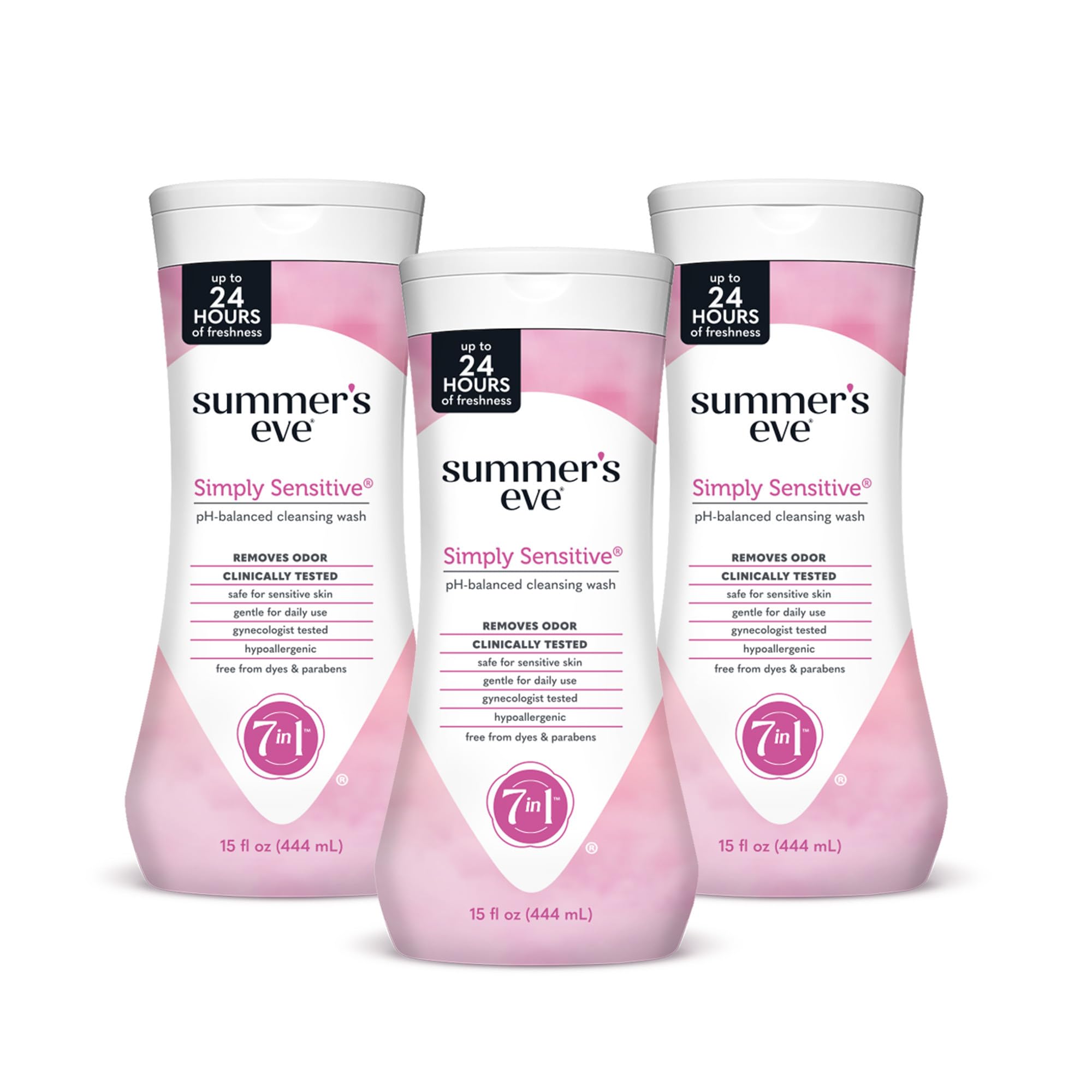 Summer's Eve Simply Sensitive bottle pour for gentle cleansing on sensitive skin