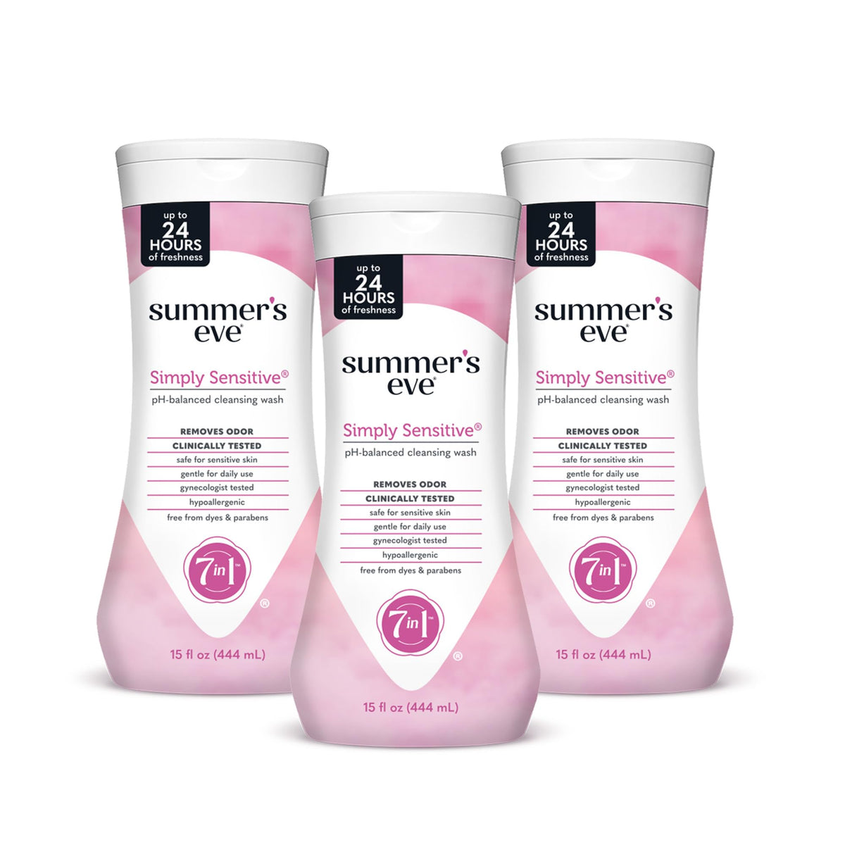 Summer's Eve Simply Sensitive bottle pour for gentle cleansing on sensitive skin