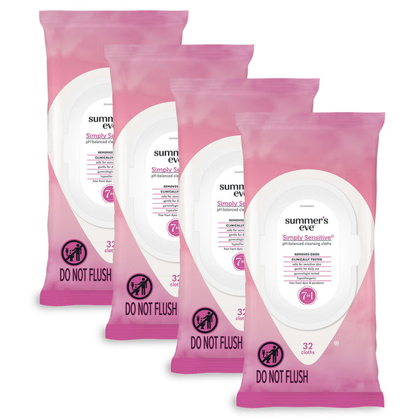 Summer's Eve Simply Sensitive daily wipes pack for gentle cleansing.
