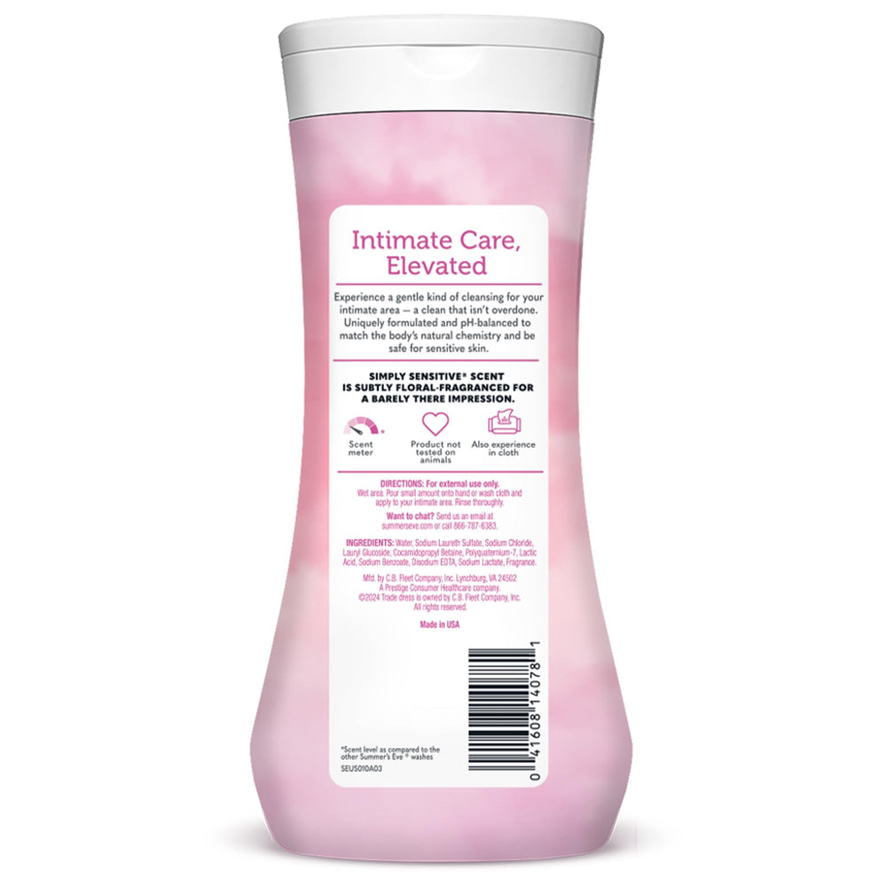 Summer's Eve Simply Sensitive on-the-go packaging suitable for daily routines.