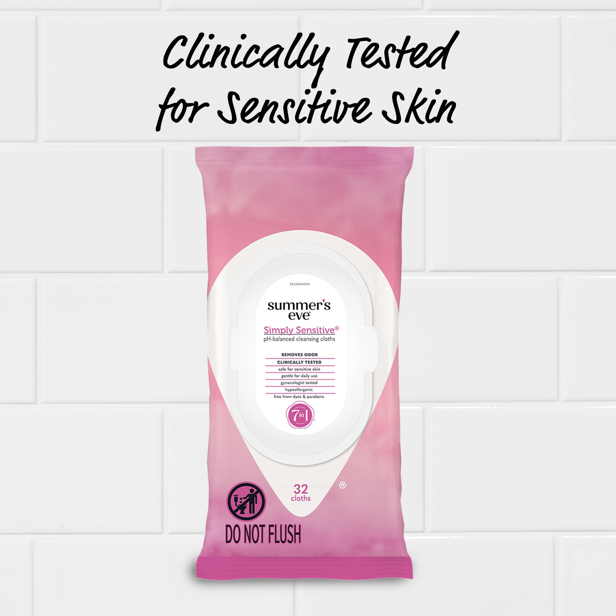 Gynecologist-tested Summer's Eve Simply Sensitive wipes for sensitive skin.