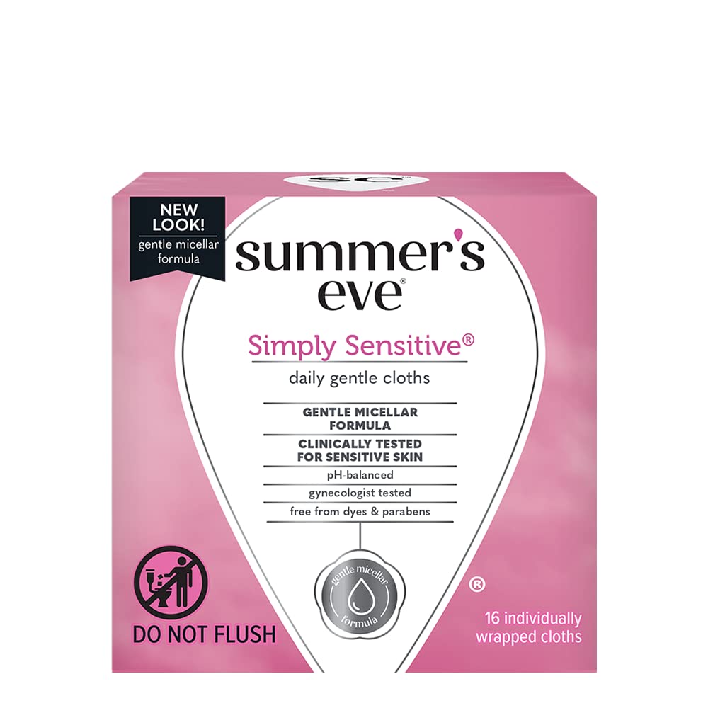 Summer's Eve soft premoistened cloth close-up shows gentle cleansing for sensitive skin.
