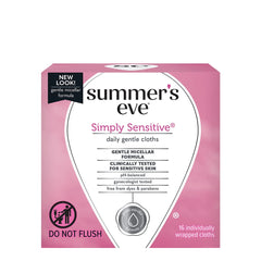 Summer's Eve soft premoistened cloth close-up shows gentle cleansing for sensitive skin.