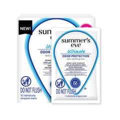 Summer's Eve Ultimate Odor Protection wipes packaging for on-the-go freshness.