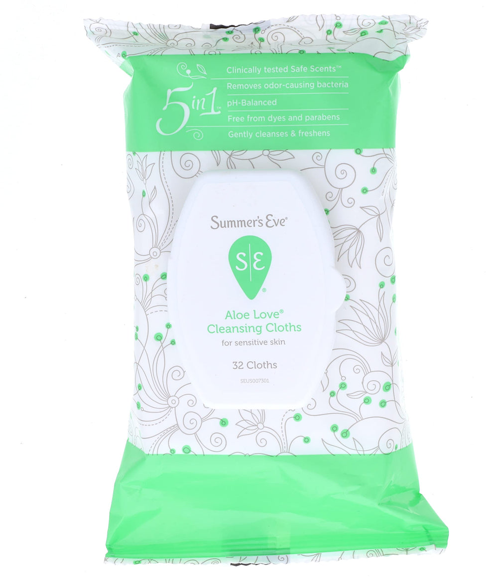 Summer's Eve Aloe Love daily wipes ingredients focus on aloe scent and gentle cleansing