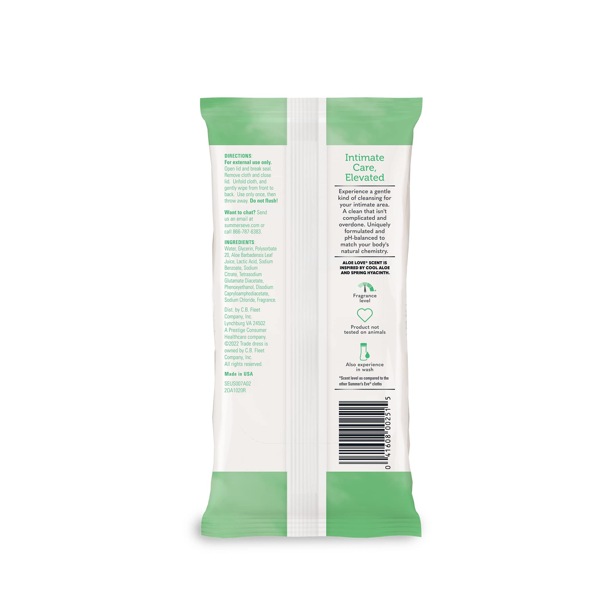 Gynecologist-tested Summer's Eve Aloe Love wipes for everyday comfort