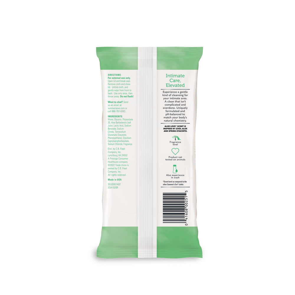 Gynecologist-tested Summer's Eve Aloe Love wipes for everyday comfort
