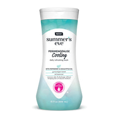 Summer's Eve Perimenopause Cooling Wash bottle shown for daily freshness and cooling cleanse.