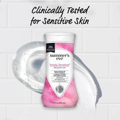 Summer's Eve Simply Sensitive daily wash in a bathroom scene suitable for daily routines.