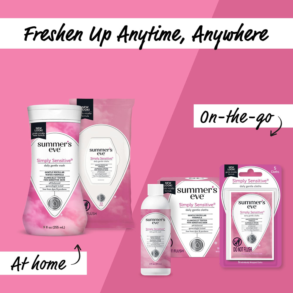 Summer's Eve Simply Sensitive daily wash supports a simple skin-care ritual with gentle care.
