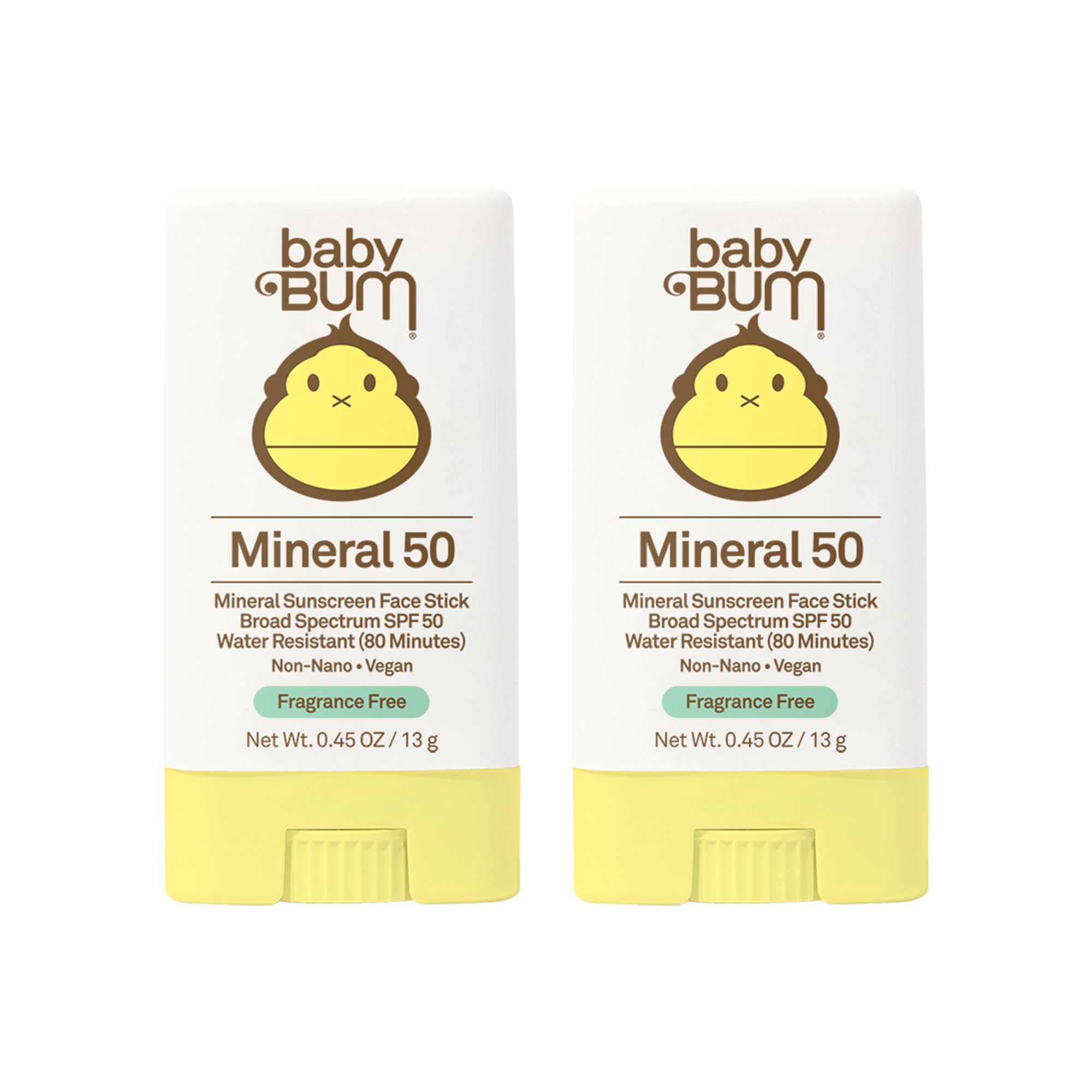 Sun Bum Baby Bum mineral sunscreen stick applied to the face for UV protection
