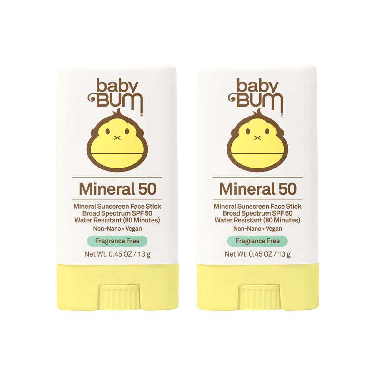 Sun Bum Baby Bum mineral sunscreen stick applied to the face for UV protection