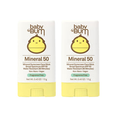 Sun Bum Baby Bum mineral sunscreen stick applied to the face for UV protection