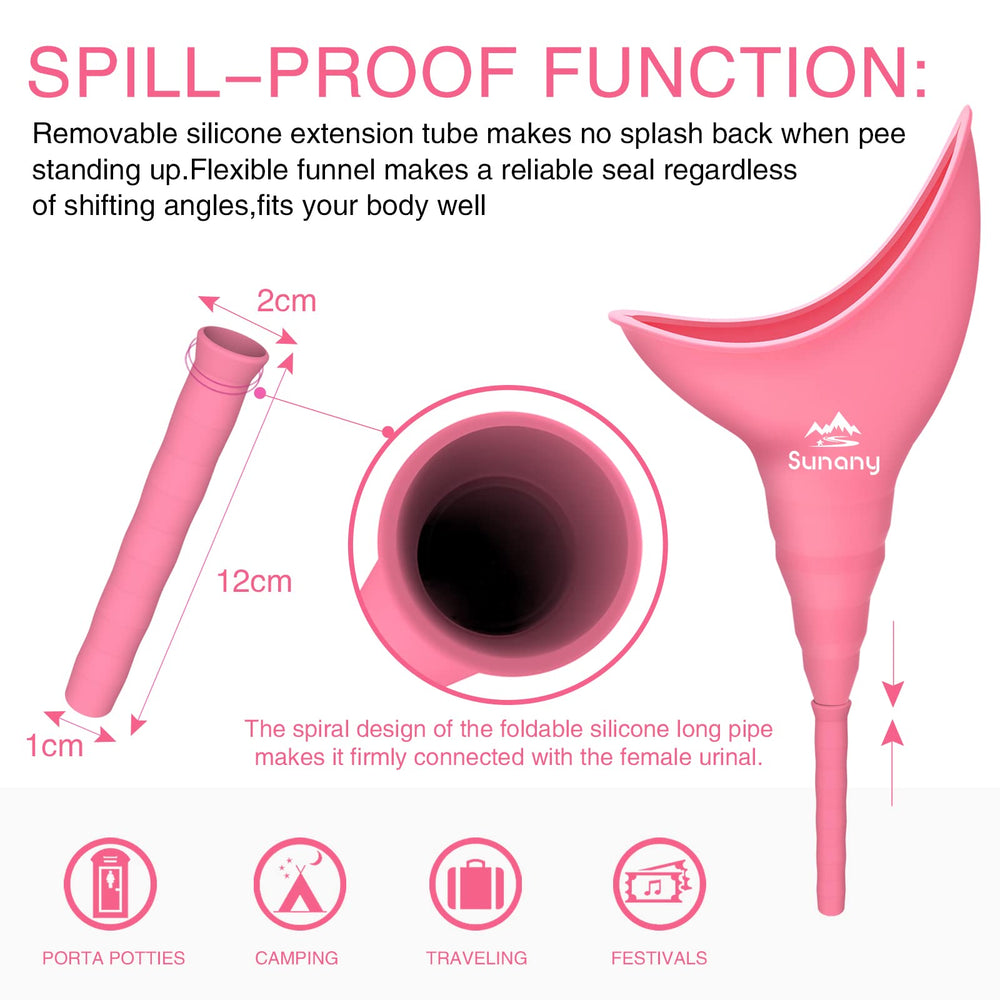 Sunany pink urinal with long spout for easy aiming