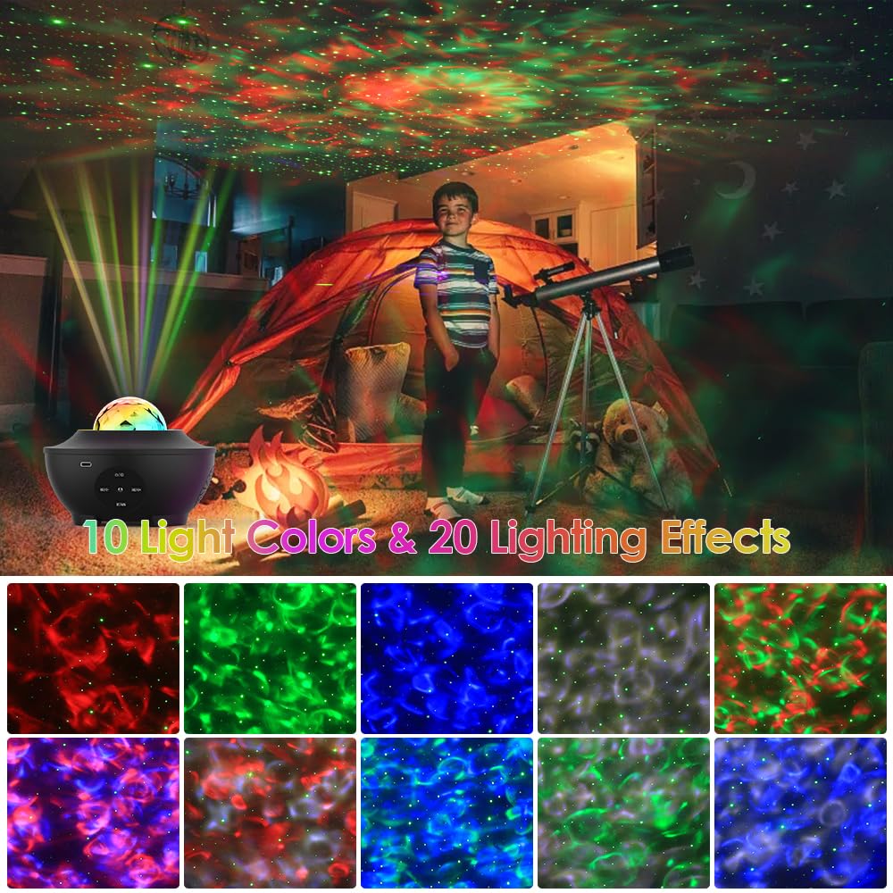 Sunbox Star Projector blue projection for calming nighttime mood.
