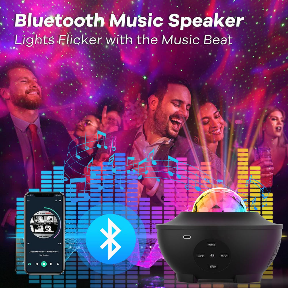 Sunbox Star Projector with remote and timer for effortless control.