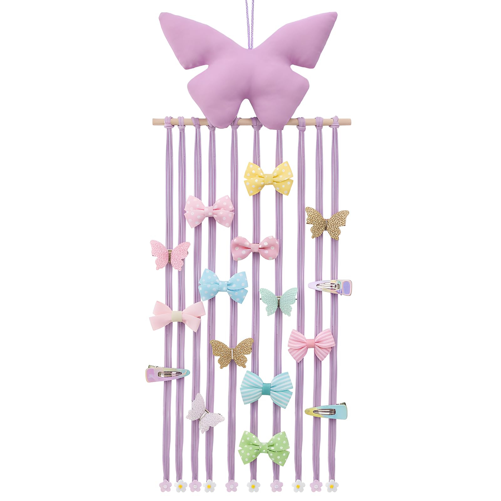 Suncalla bow holder with butterfly pattern keeps hair bows neatly organized and accessible