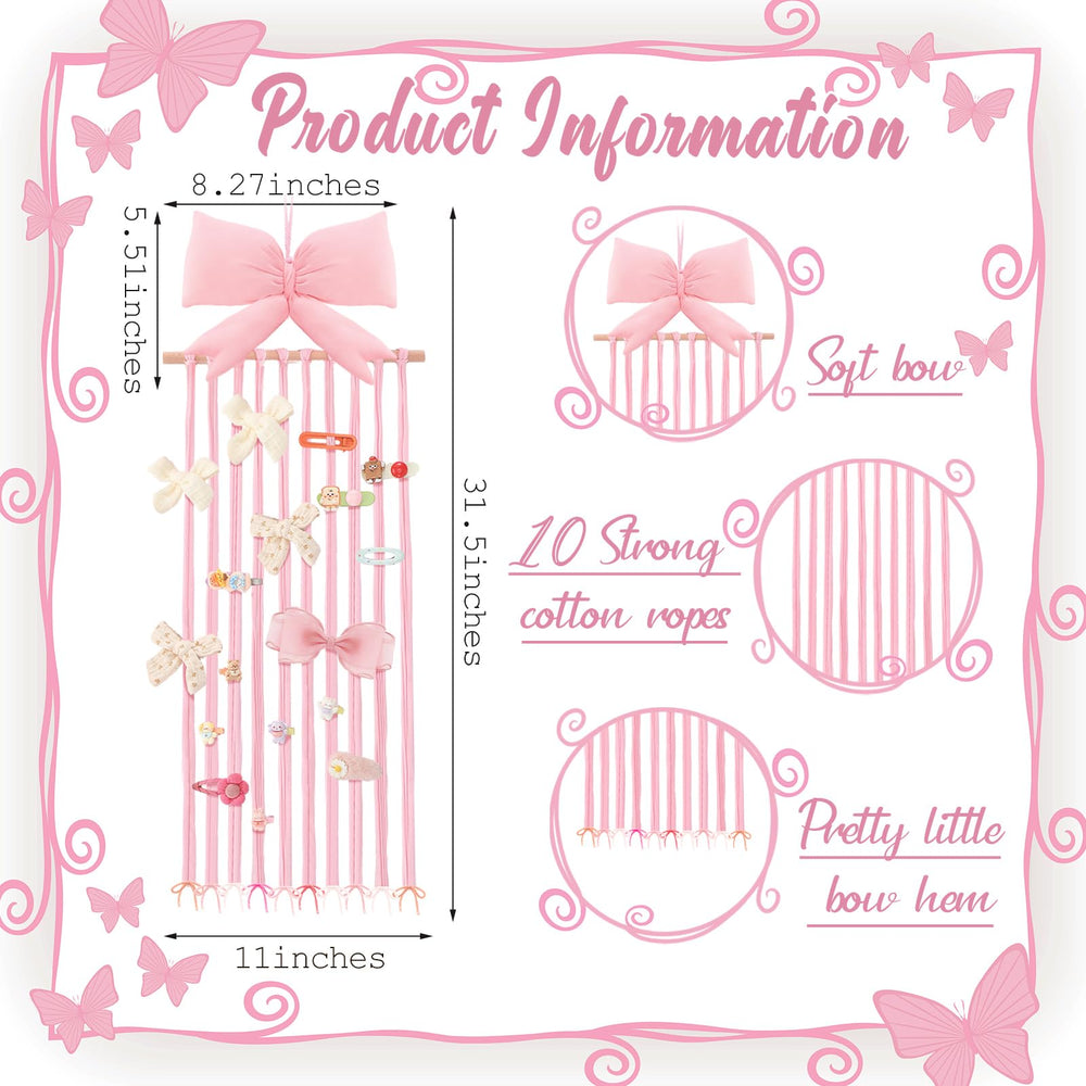 Suncalla wall hanging bow display makes hair clips easy to grab.