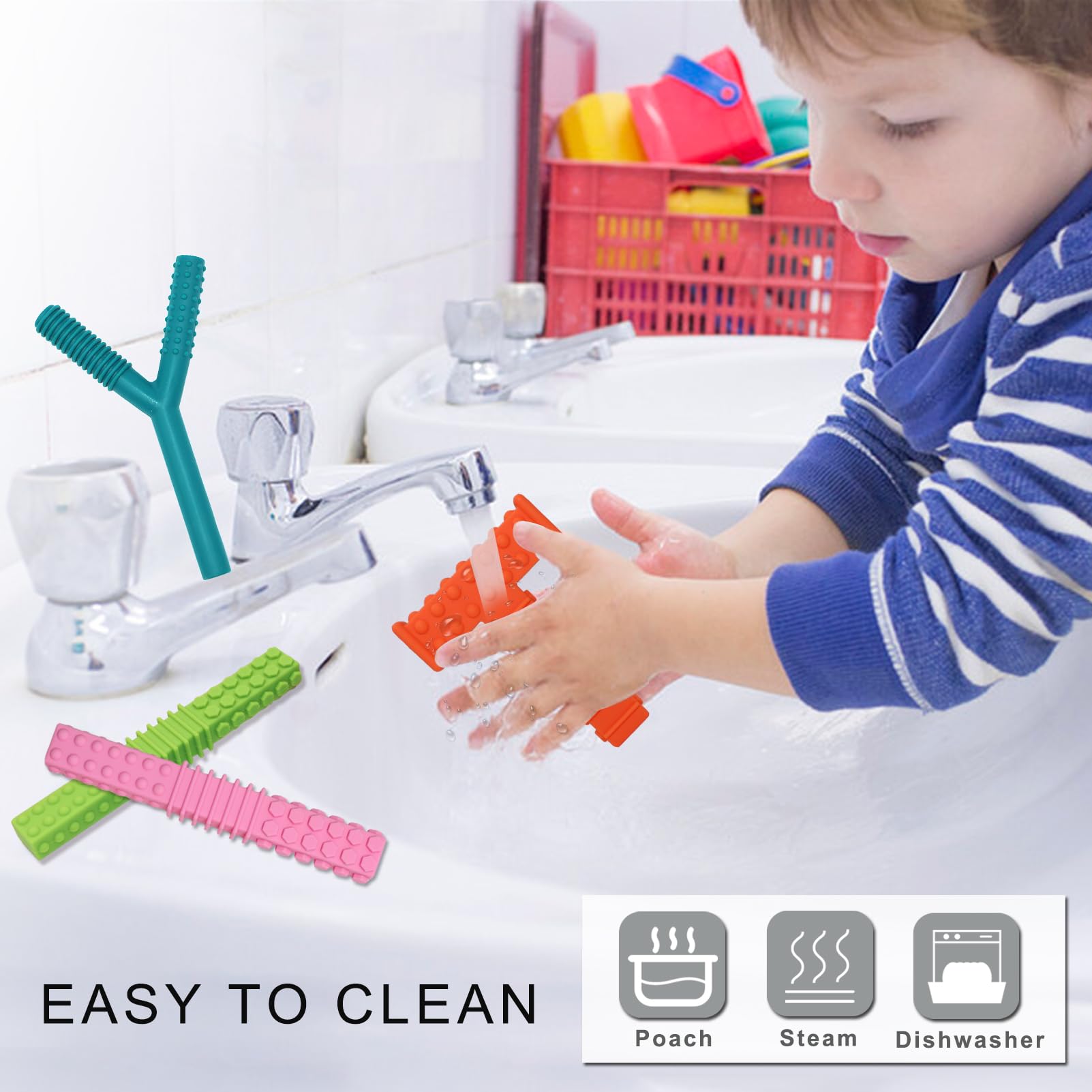 SunCore Direct teething toys suitable for autism and ADHD support calming sensory input.
