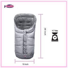 Sunday stroller bunting bag side zipper demonstrates easy diaper changes while keeping small hands toasty