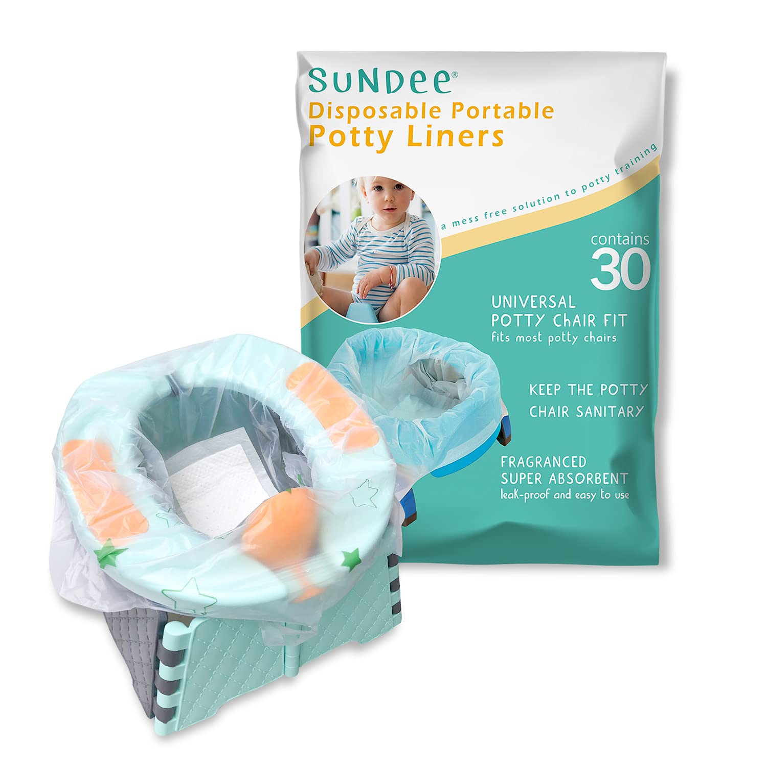 Sundee potty liner showing universal-seat fit for quick, clean use