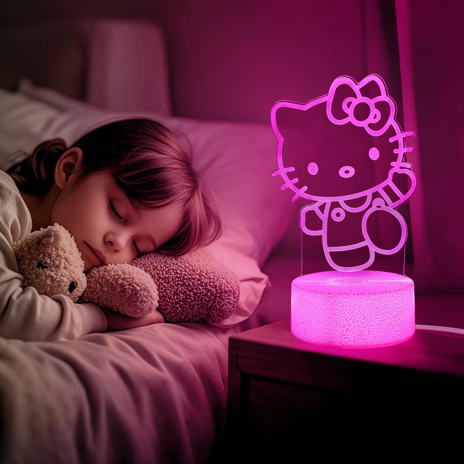 Sunduck cat night light provides soft ambience for bedtime stories.