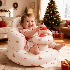 SUNFATT inflatable baby seat pink bunny with tray for easy feeding