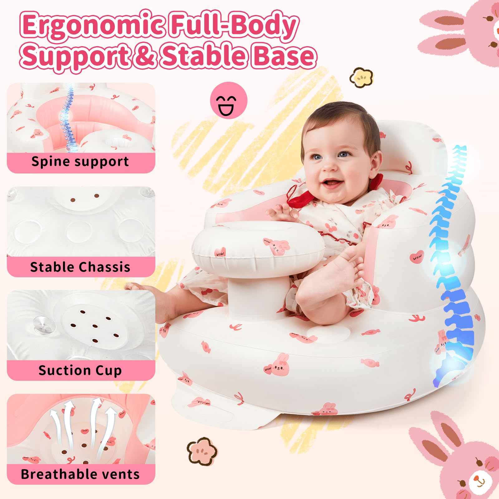 SUNFATT sit-me-up baby seat supports upright learning