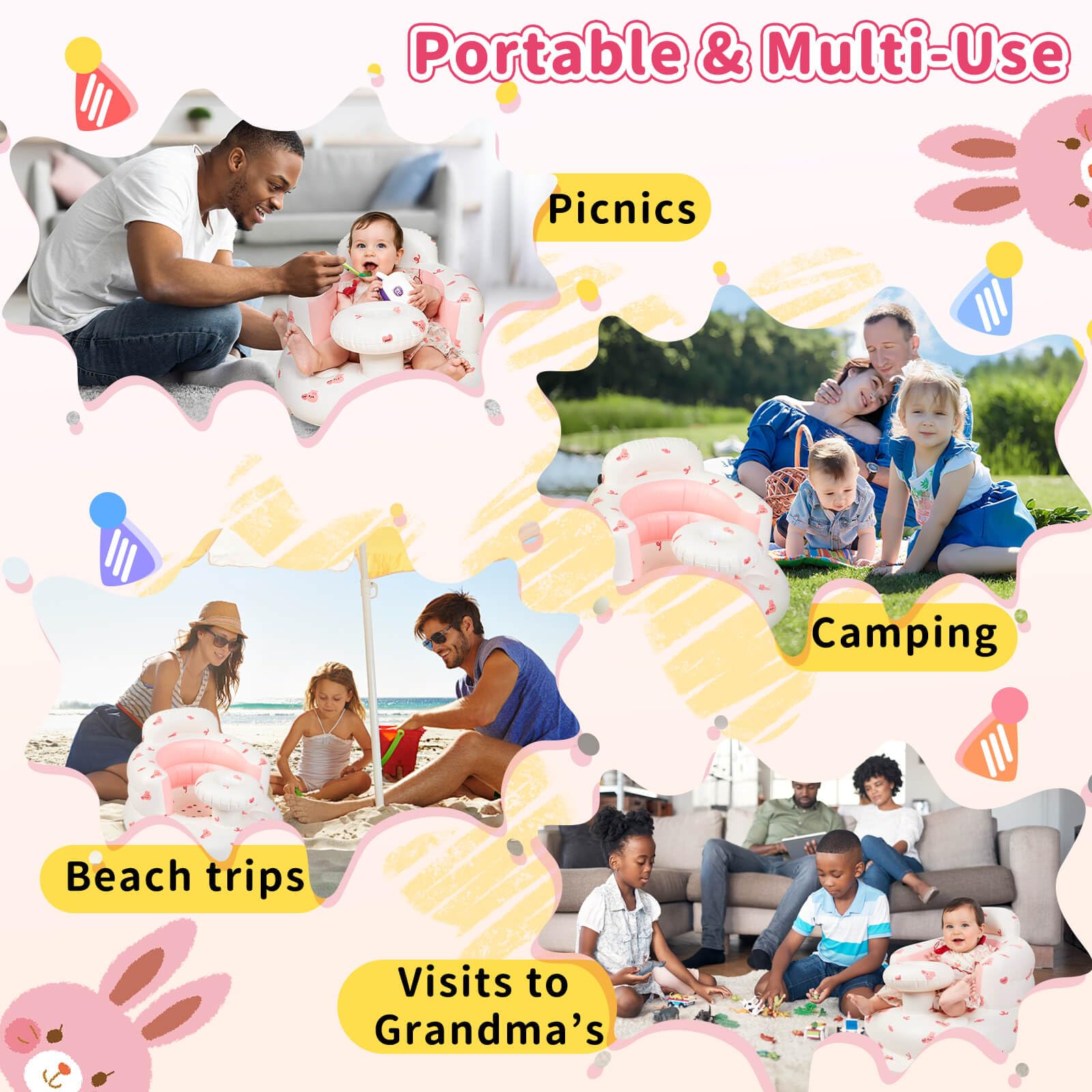 SUNFATT snack tray on baby seat for bottles and snacks