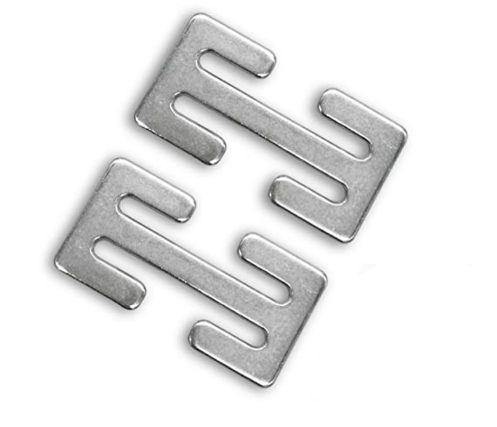 SUNGRACE silver metal plates 2-pack; slim, durable replacement parts for cabinet locks or strollers