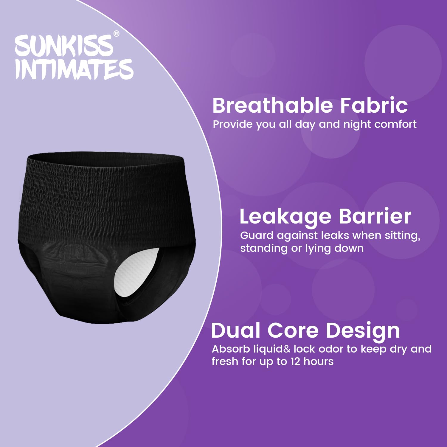 SUNKISS INTIMATES odor-control technology visible for fresh feel.