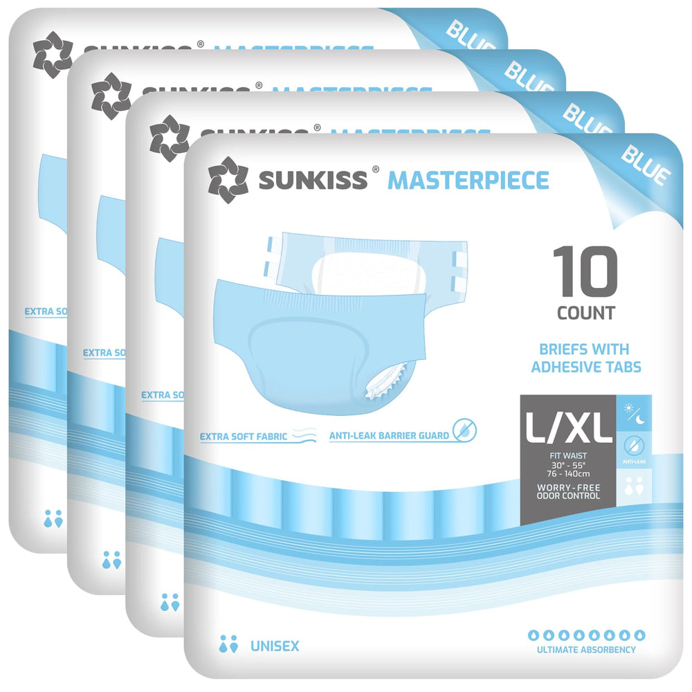 SUNKISS Masterpiece brief front view showing heavy absorbency for discreet daytime protection