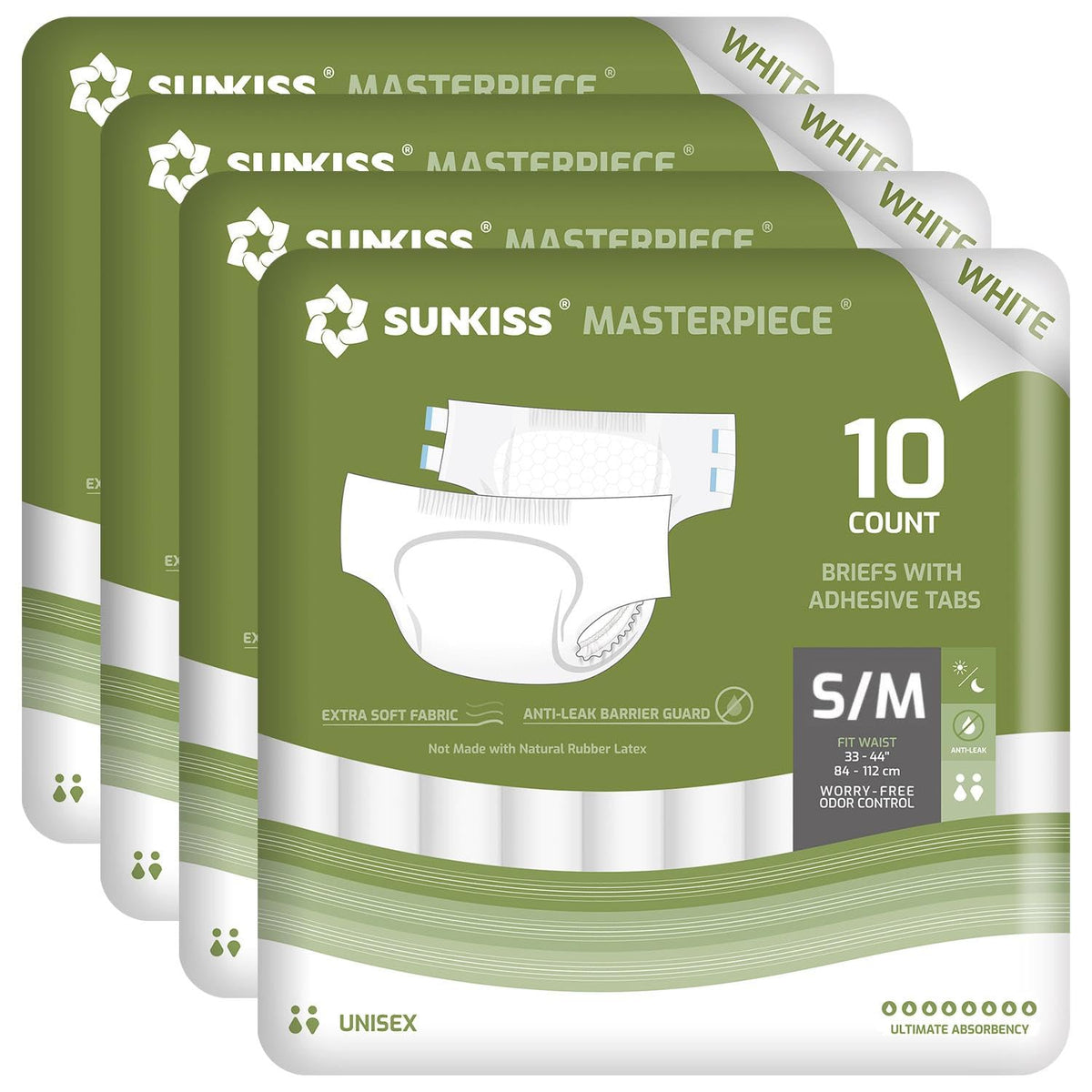 SUNKISS Masterpiece front view diaper showing secure fit and high absorbency.