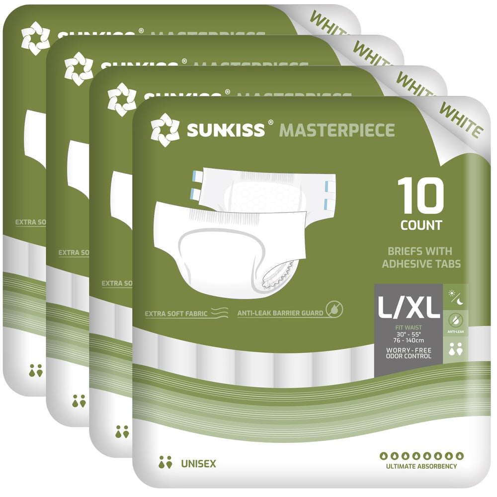 SUNKISS Masterpiece diaper front view with secure fit and comfortable wear.