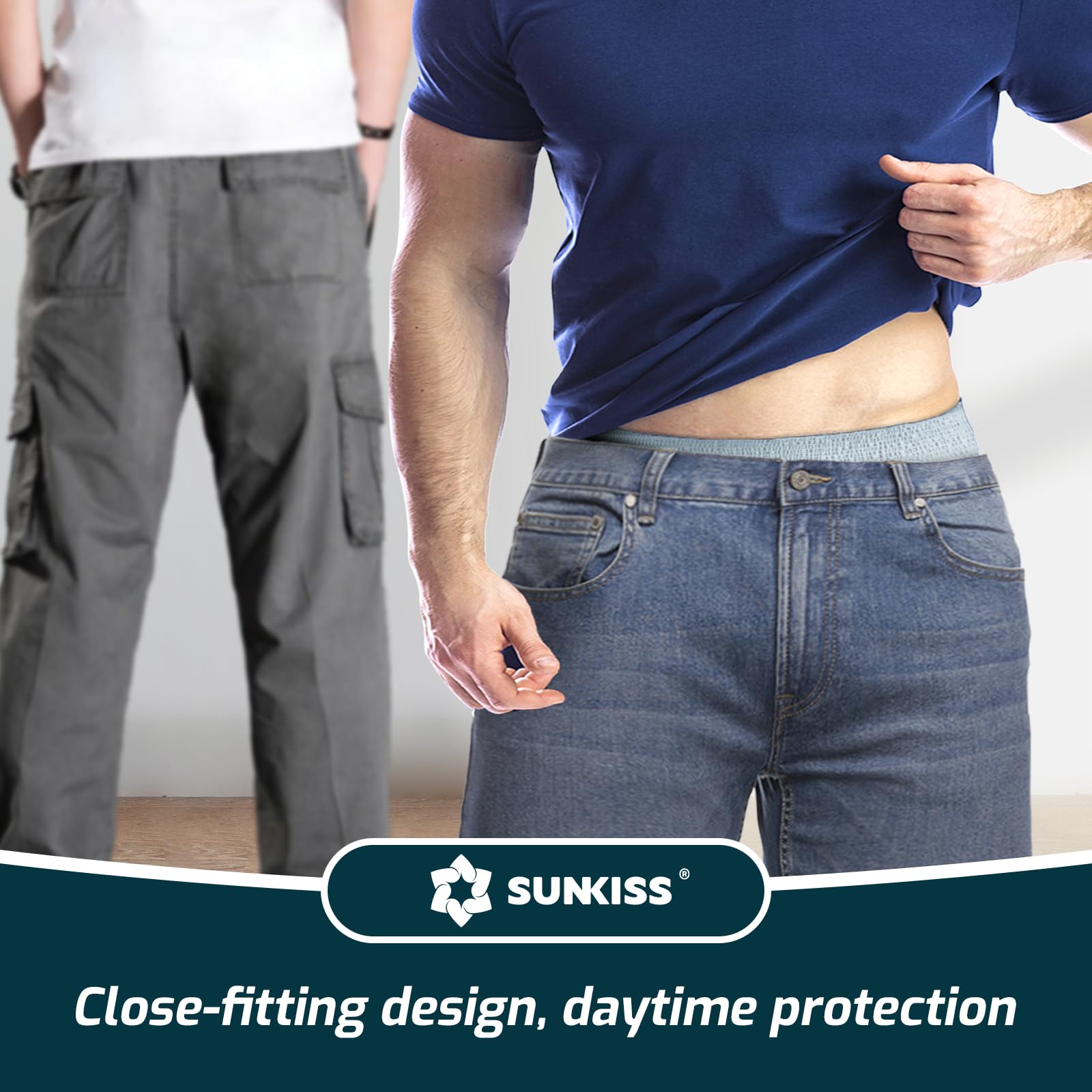 SUNKISS absorbent core quickly locks in moisture for dryness.